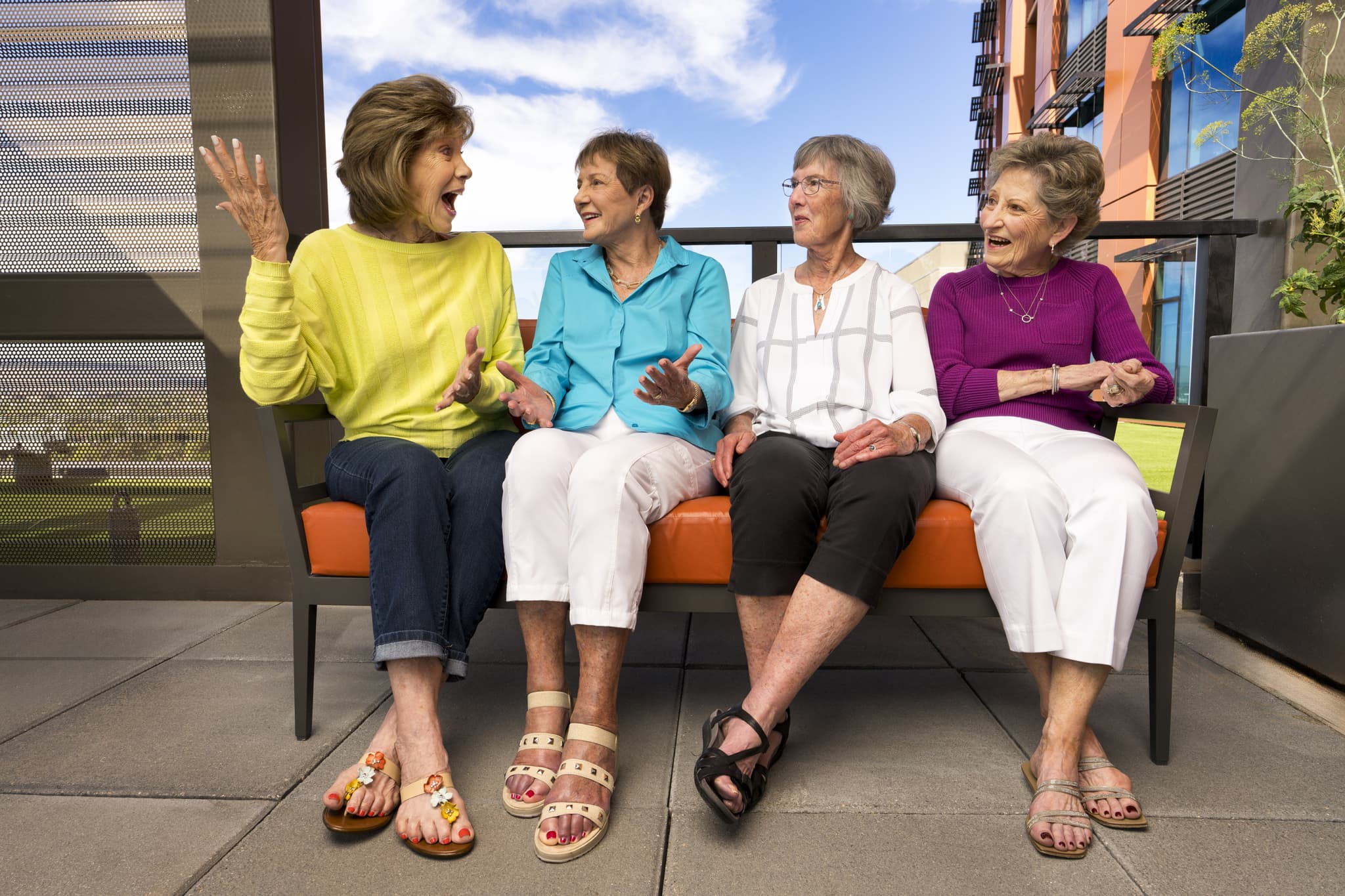 Women sitting on a bench